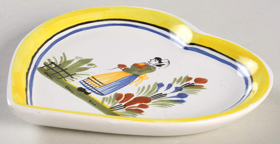 Henriot (Lady Or Man Center) Heart Shaped Dish by Quimper-1