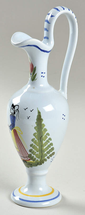 Henriot (Lady Or Man Center) 7" Bud Vase by Quimper-1