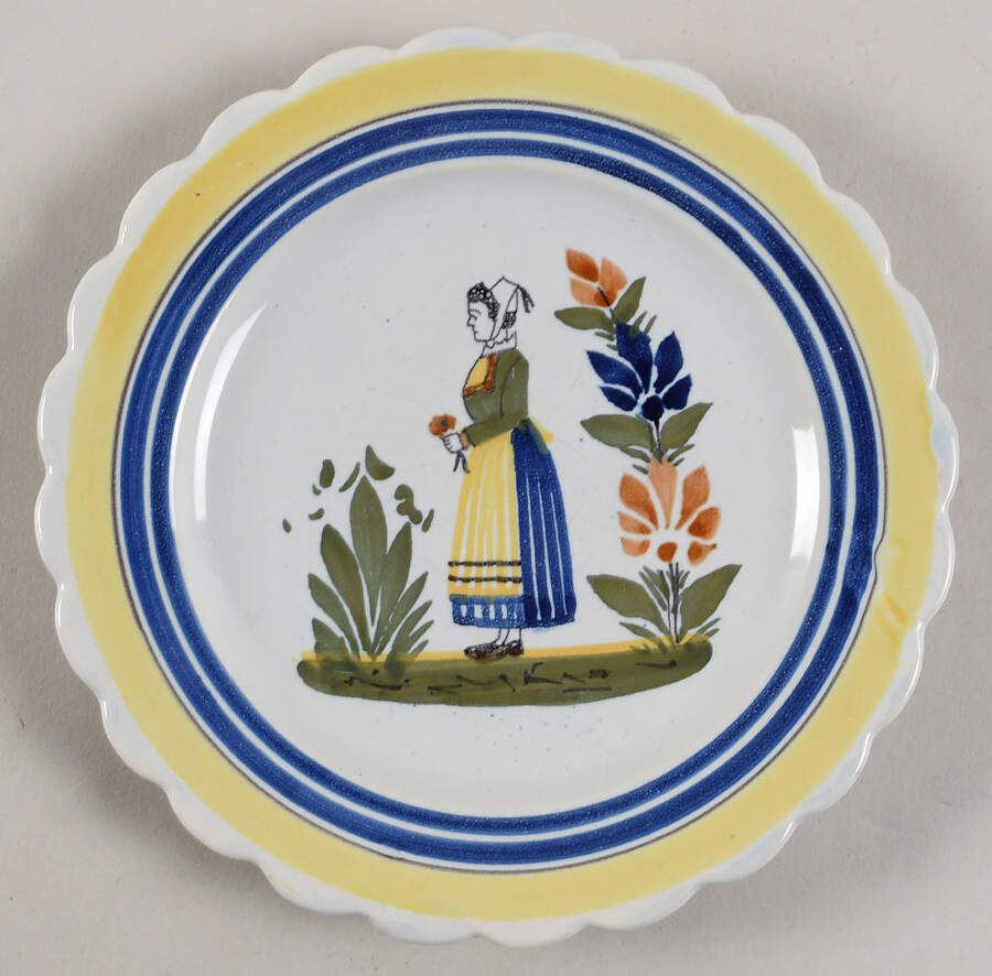 Henriot (Lady Or Man Center) Bread & Butter Plate by Quimper-1
