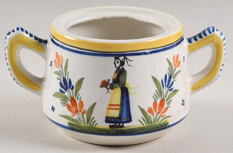 Henriot (Lady Or Man Center) Sugar Bowl No Lid by Quimper-1