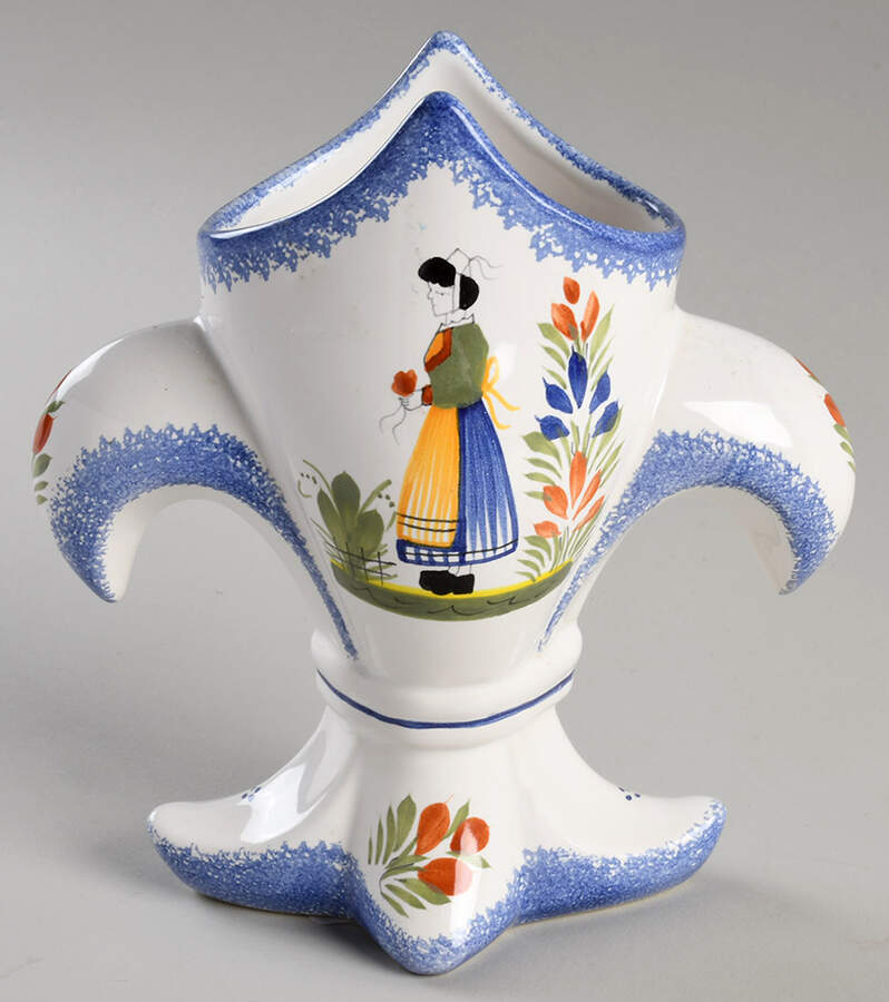 Henriot (Lady Or Man Center) Medium Figural Vase by Quimper-1