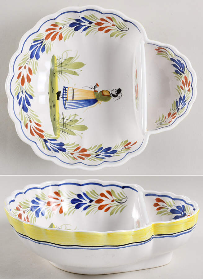 Henriot (Lady Or Man Center) 1 Piece Chip & Dip by Quimper-1