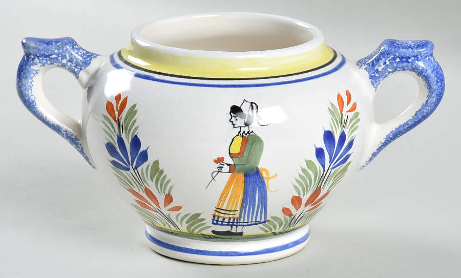 Henriot (Lady Or Man Center) Sugar Bowl No Lid by Quimper-1