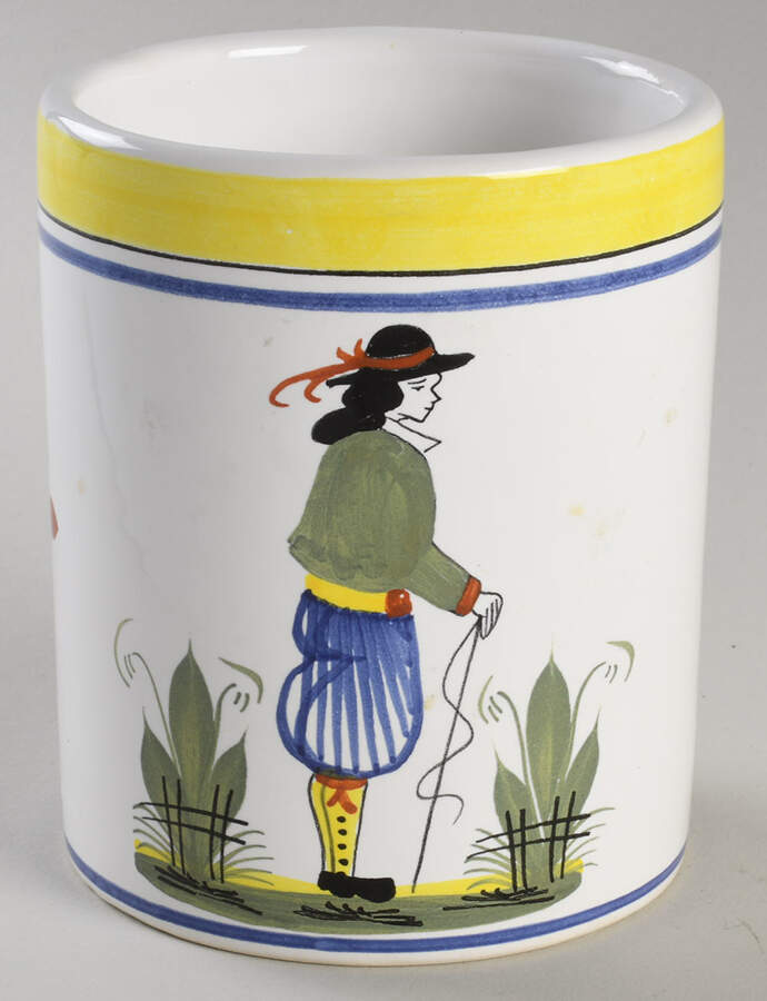 Henriot (Lady Or Man Center) Medium Canister No Lid by Quimper-1