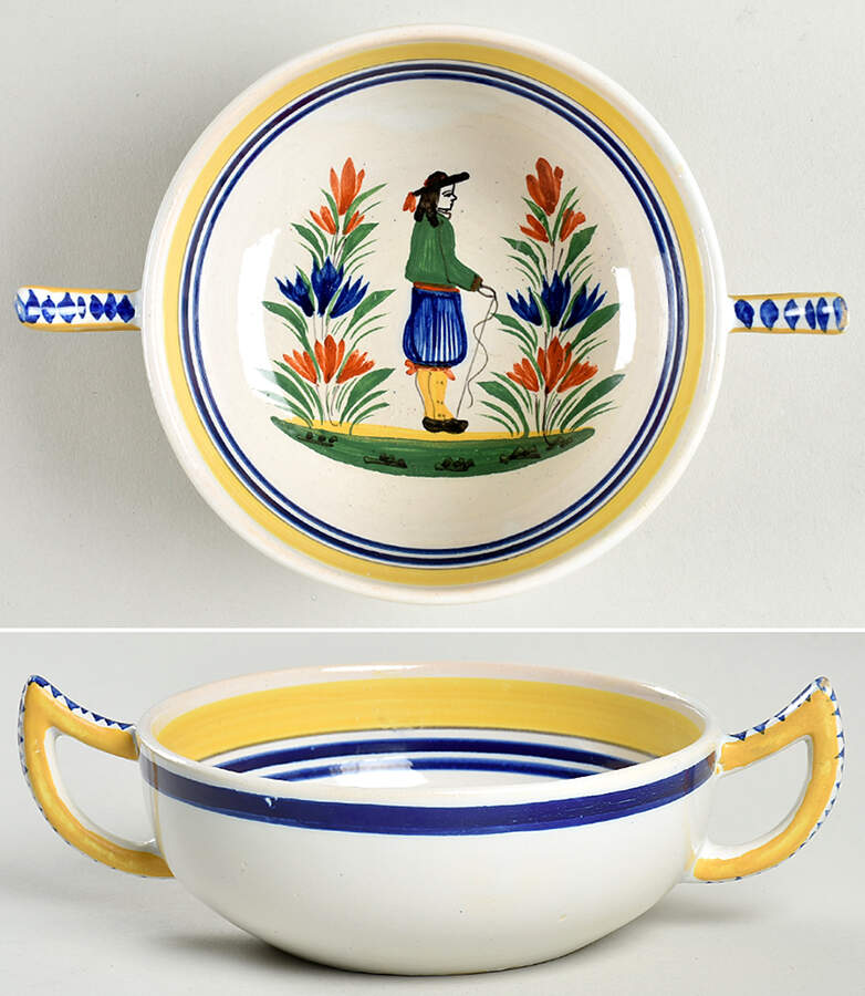 Henriot (Lady Or Man Center) Flat Cream Soup Bowl by Quimper-1