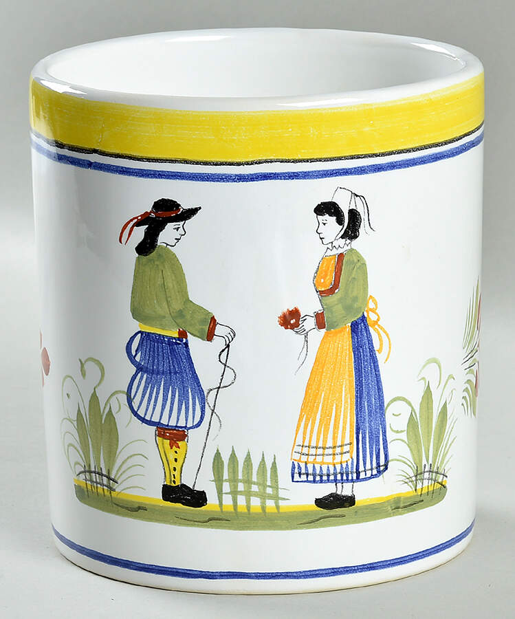 Henriot (Lady Or Man Center) Extra Large Canister No Lid by Quimper-1