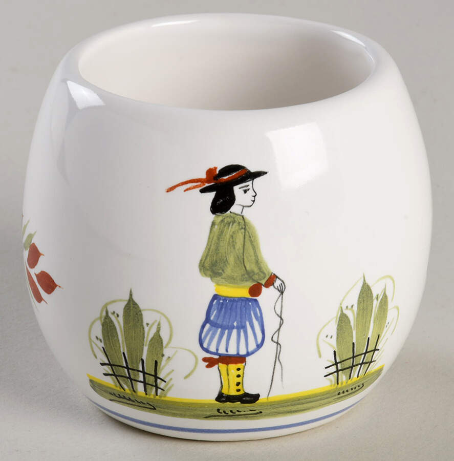 Henriot (Lady Or Man Center) Mini Sugar Bowl No Lid by Quimper-1