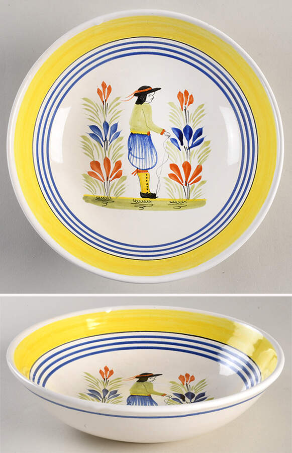 Henriot (Lady Or Man Center) 8" Round Vegetable Bowl by Quimper-1