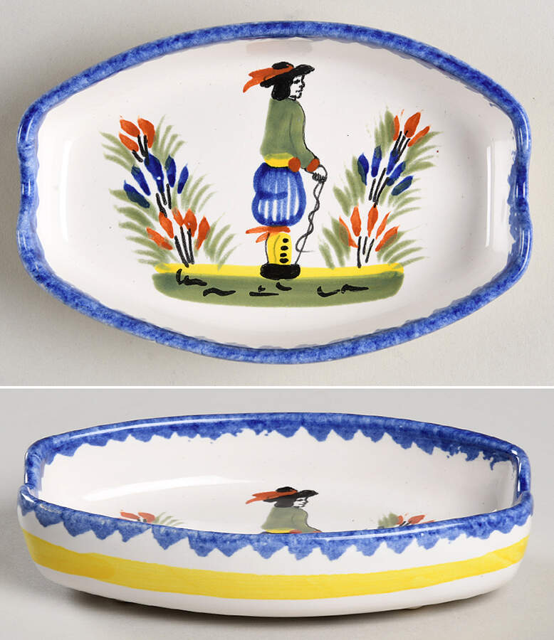 Henriot (Lady Or Man Center) 4" Oval Ashtray by Quimper-1