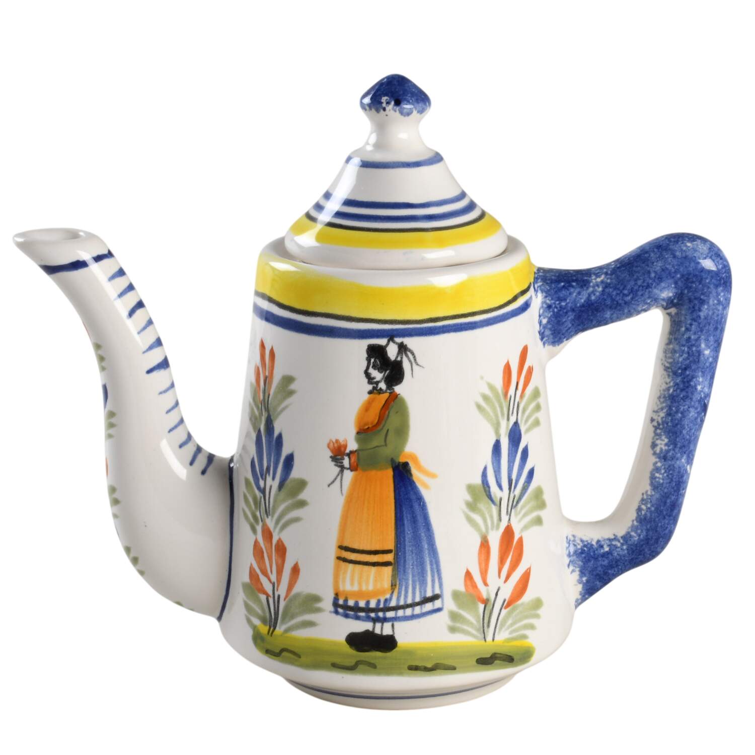 Henriot (Lady Or Man Center) Mini Coffee Pot & Lid by Quimper-1