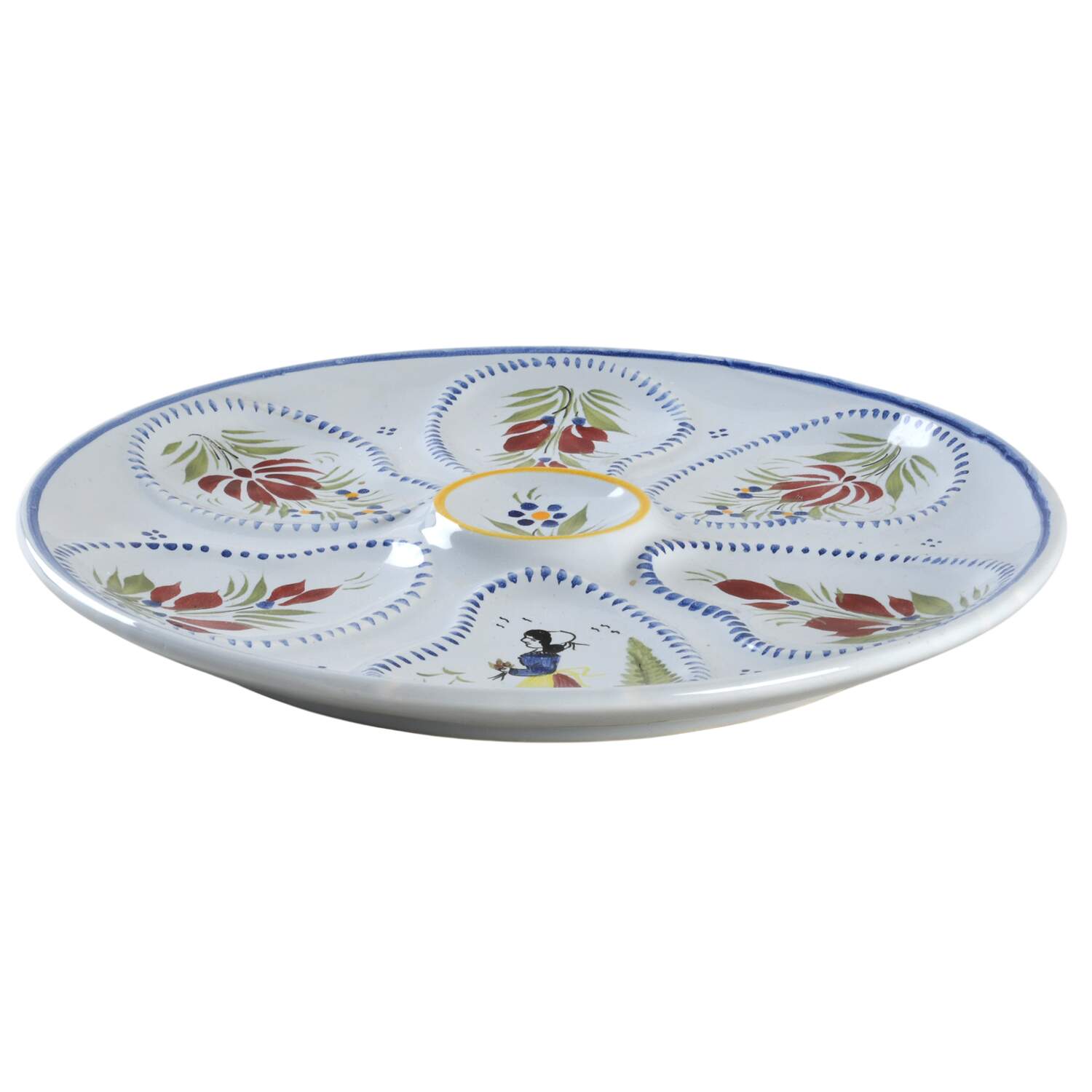 Henriot (Lady Or Man Center) Oyster Plate by Quimper-1