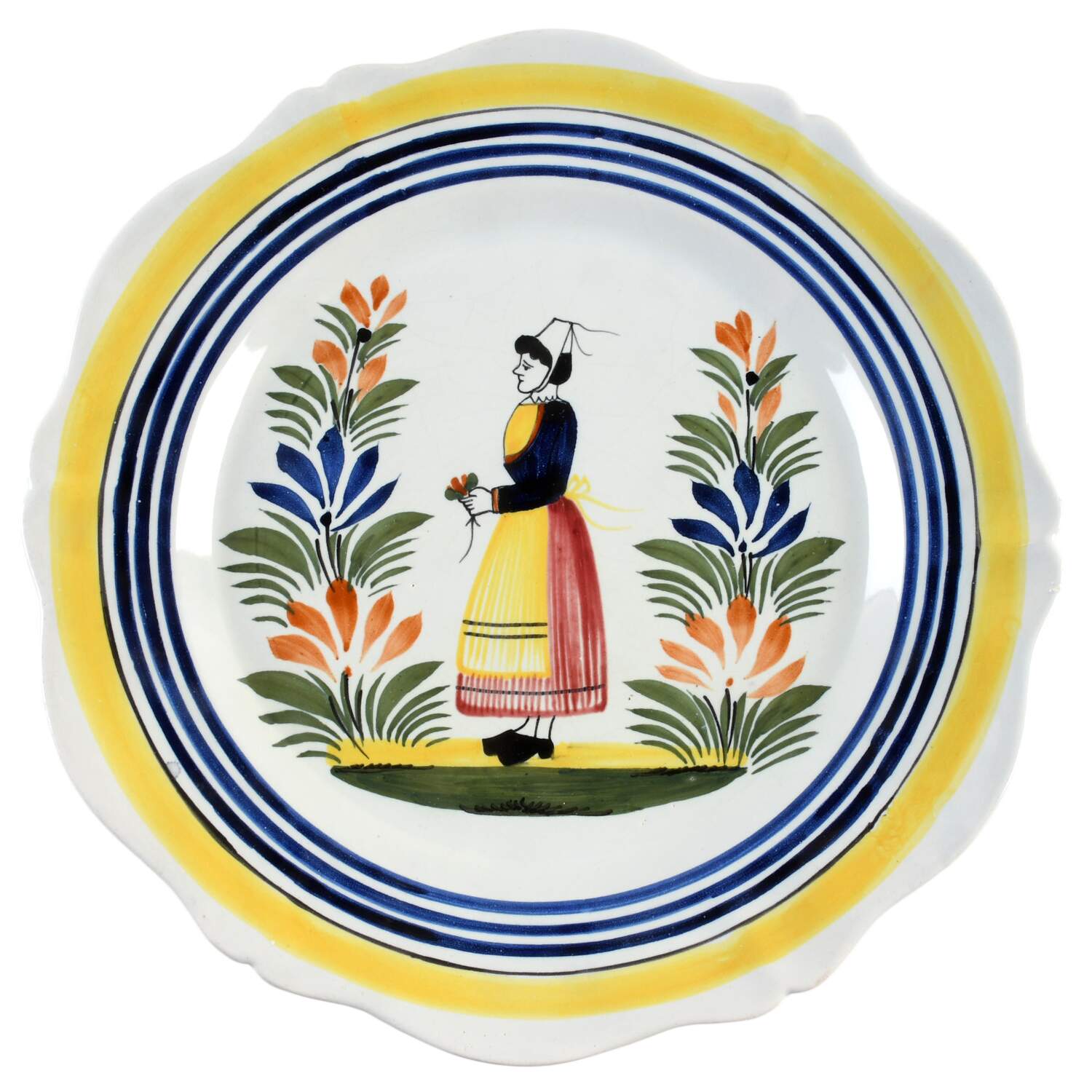Henriot (Lady Or Man Center) 12" Wall Plate by Quimper-1