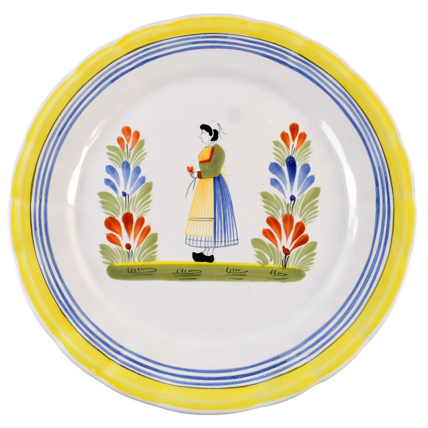 Henriot (Lady Or Man Center) 12'' Wall Plate by Quimper-1