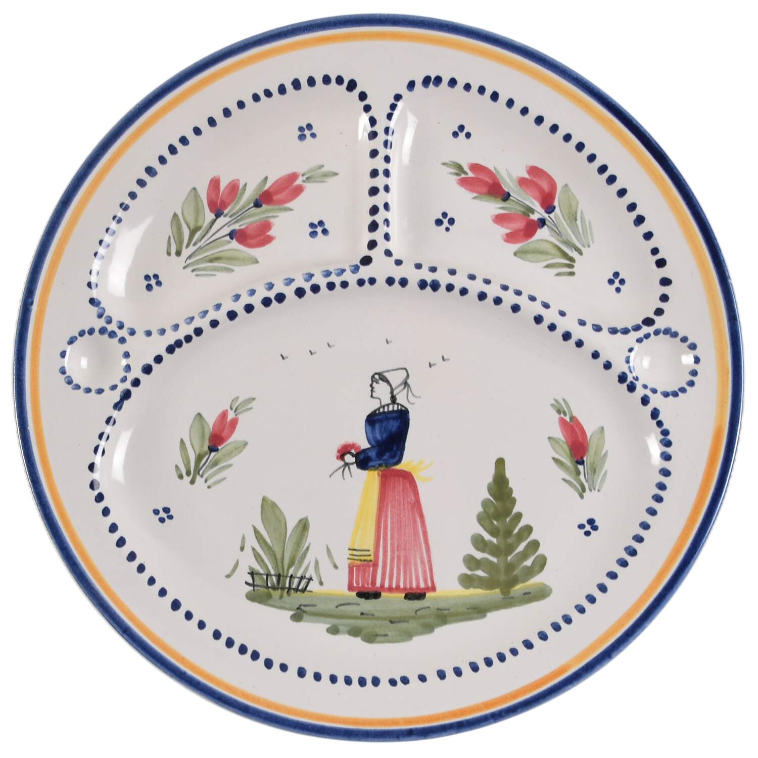 Henriot (Lady Or Man Center) Buffet/Dinner Plate by Quimper-1