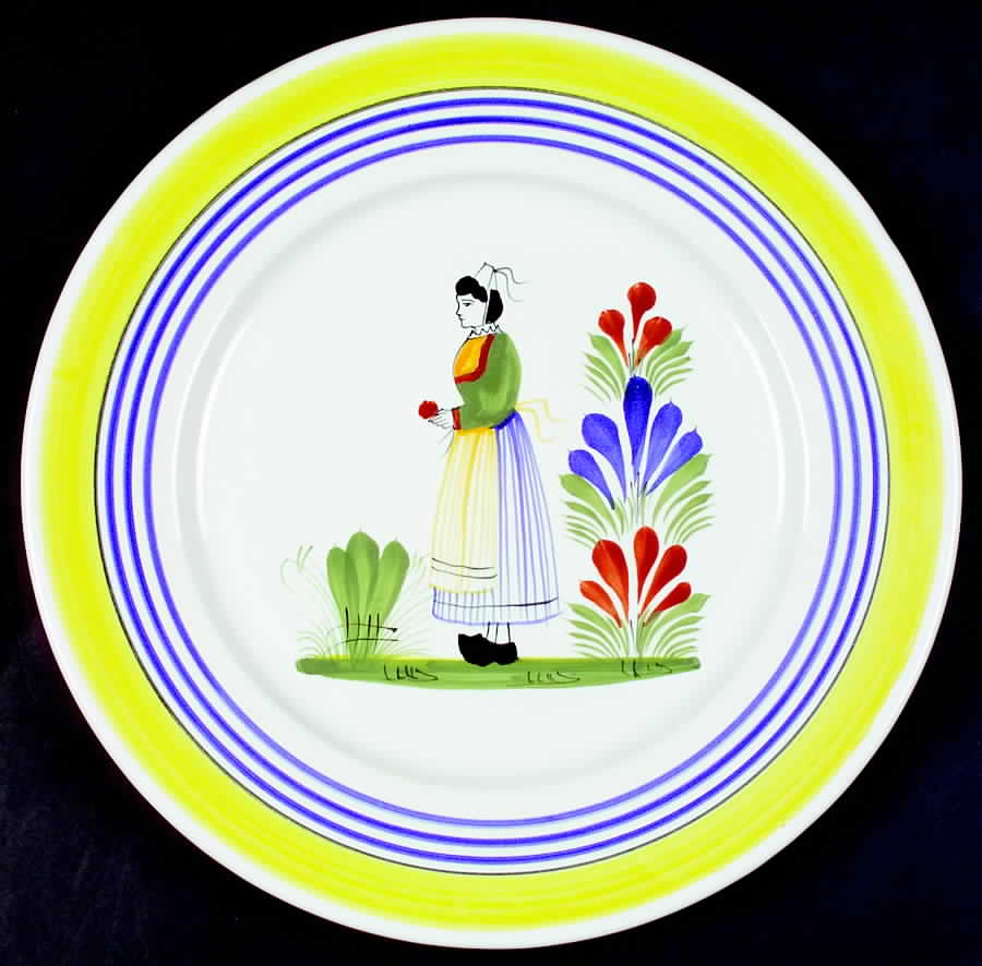 Henriot (Lady Or Man Center) Luncheon Plate by Quimper-1
