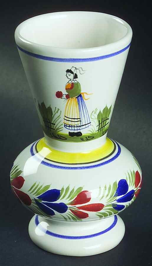 Henriot (Lady Or Man Center) 5" Vase by Quimper-1