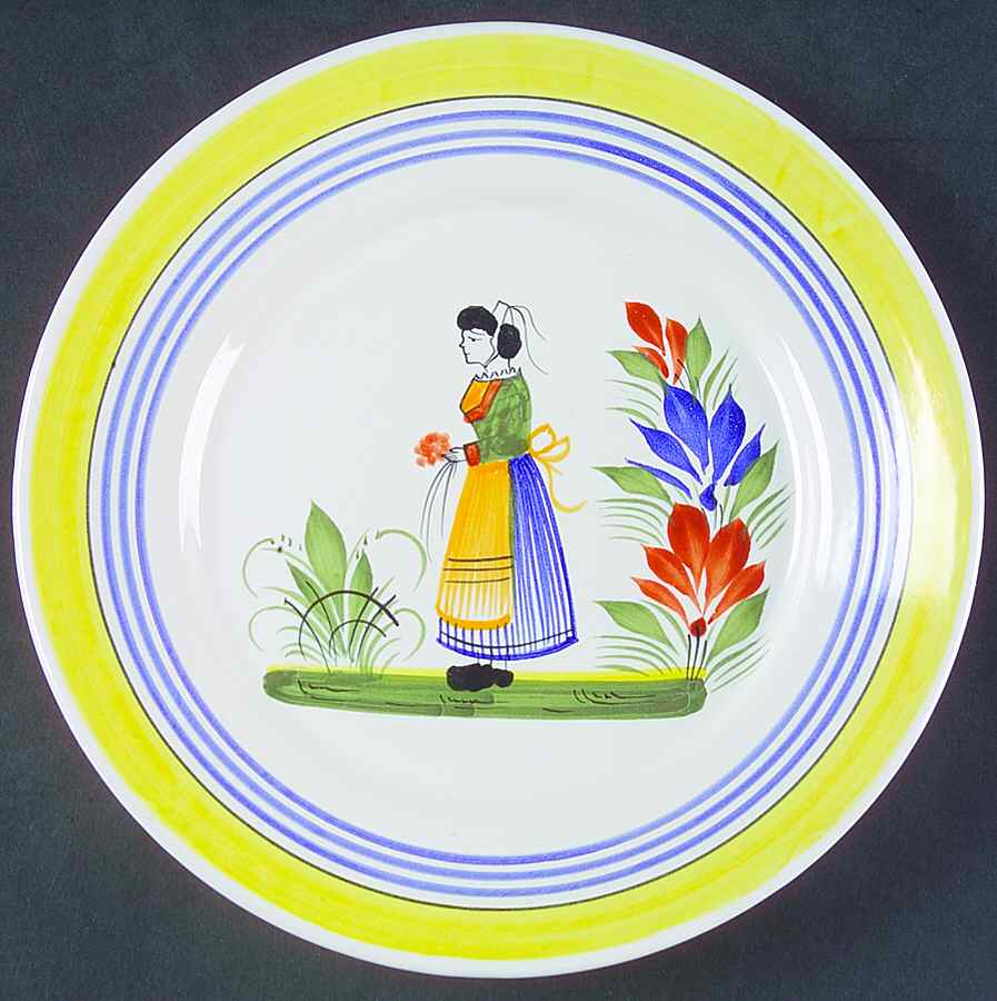 Henriot (Lady Or Man Center) Luncheon Plate by Quimper-1