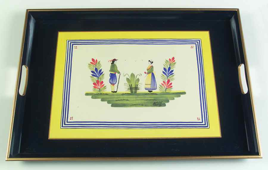 Henriot (Lady Or Man Center) Handled Melamine Tray by Quimper-1