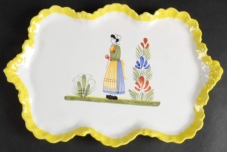 Henriot (Lady Or Man Center) Fluted Tray by Quimper-1