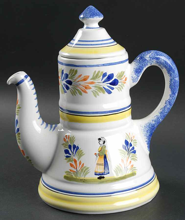 Henriot (Lady Or Man Center) Coffee Pot & Lid by Quimper-1