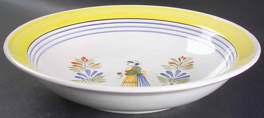 Henriot (Lady Or Man Center) 11" Large Salad Serving Bowl by Quimper-1