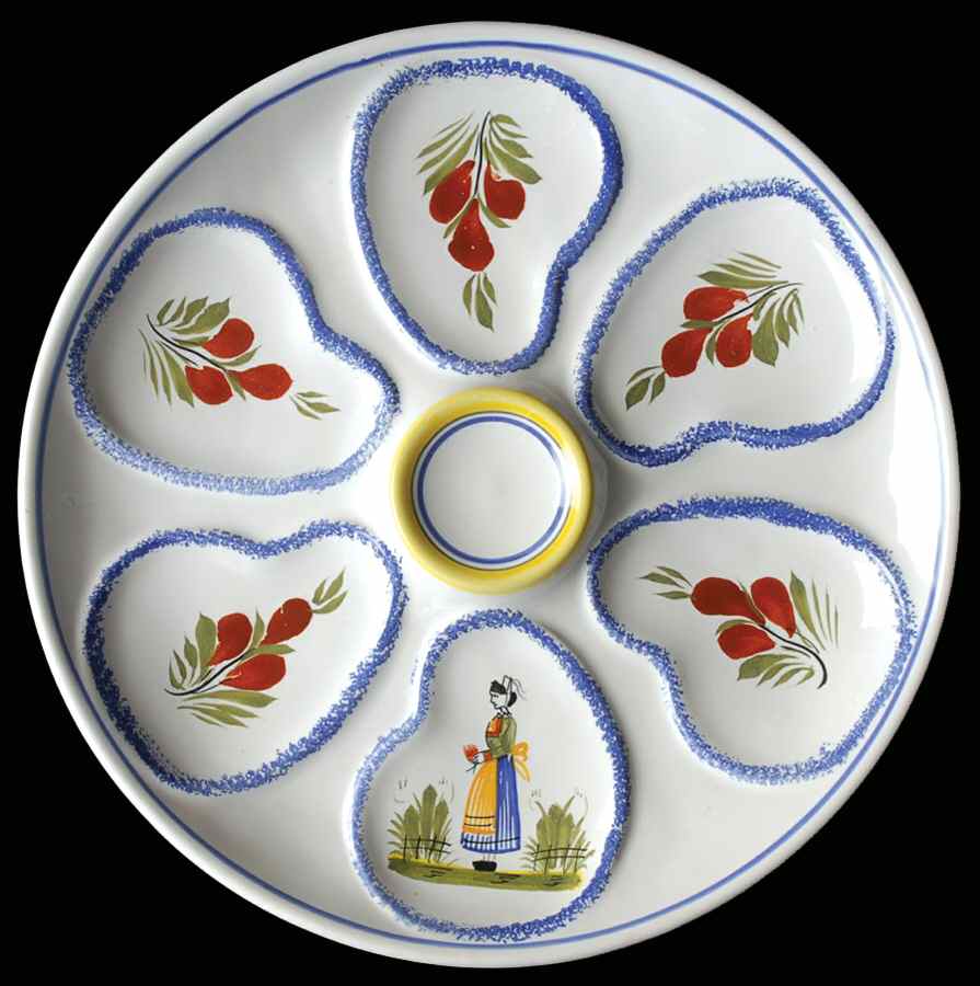 Henriot (Lady Or Man Center) Oyster Plate by Quimper-1