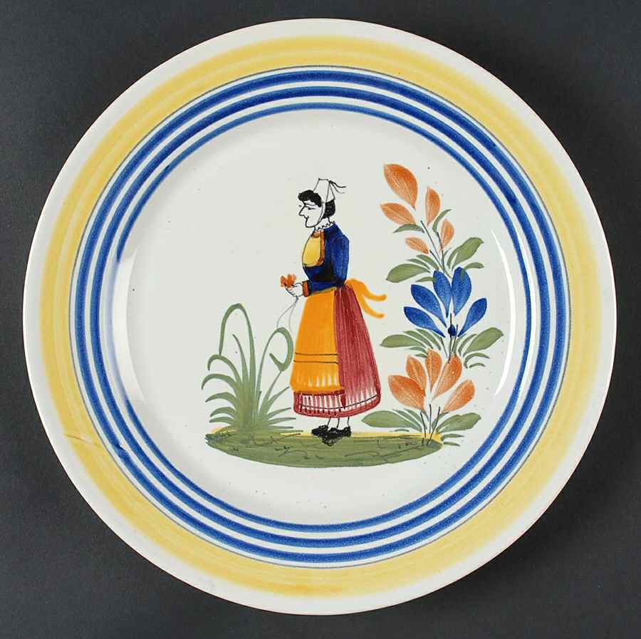 Henriot (Lady Or Man Center) Luncheon Plate by Quimper-1