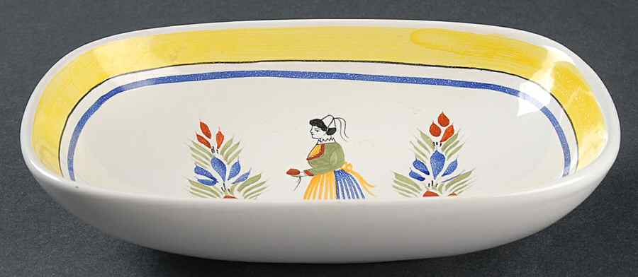 Henriot (Lady Or Man Center) Oval Butter No Lid by Quimper-1