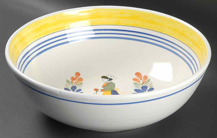 Henriot (Lady Or Man Center) 11" Large Salad Serving Bowl by Quimper-1
