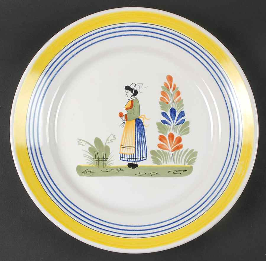 Henriot (Lady Or Man Center) 12" Chop Plate (Round Platter) by Quimper-1