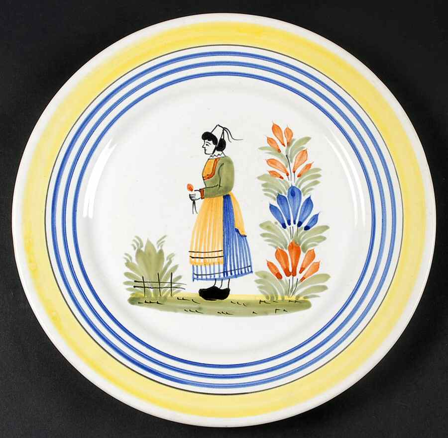 Henriot (Lady Or Man Center) Dinner Plate by Quimper-1