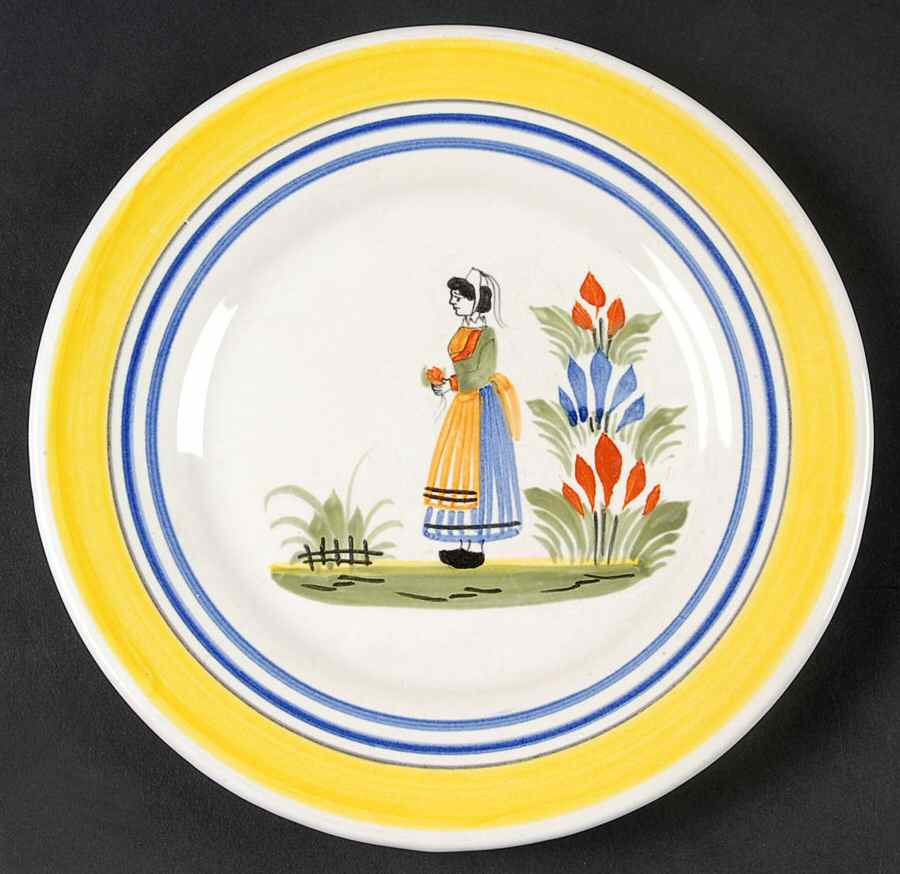 Henriot (Lady Or Man Center) Bread & Butter Plate by Quimper-1