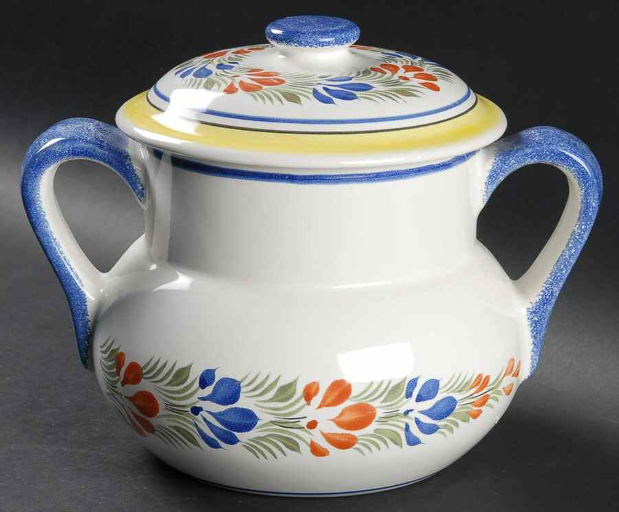 Henriot (Lady Or Man Center) Cookie Jar & Lid by Quimper-1