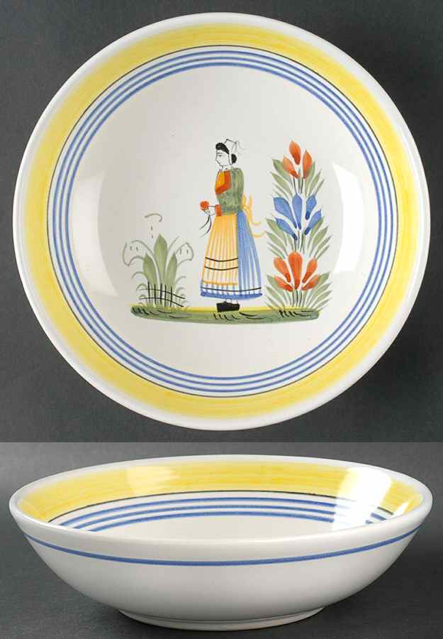 Henriot (Lady Or Man Center) 8" Round Vegetable Bowl by Quimper-1