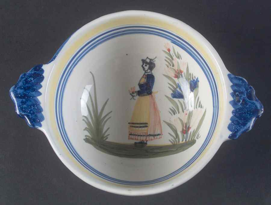 Henriot (Lady Or Man Center) Lugged Cereal Bowl by Quimper-1