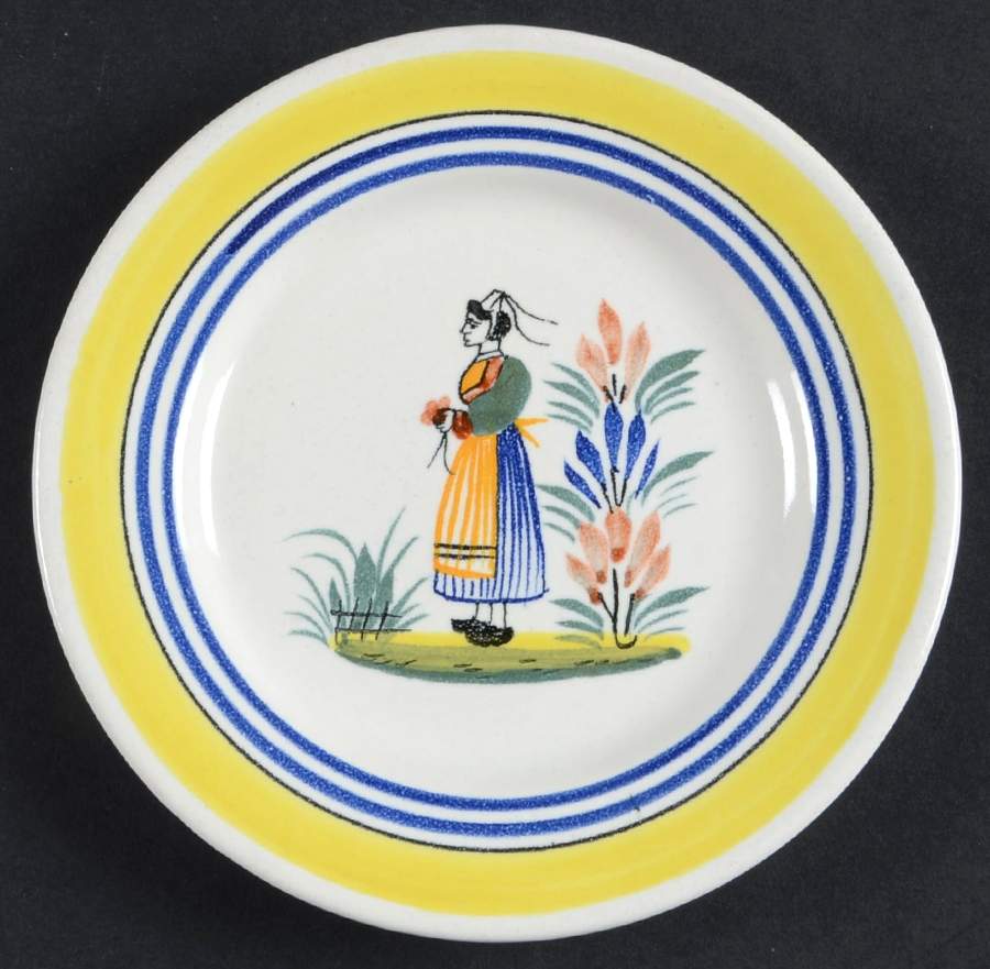 Henriot (Lady Or Man Center) Bread & Butter Plate by Quimper-1