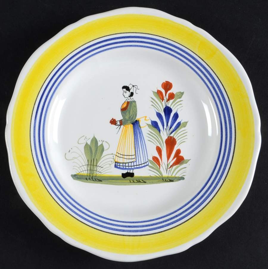 Henriot (Lady Or Man Center) Bread & Butter Plate by Quimper-1