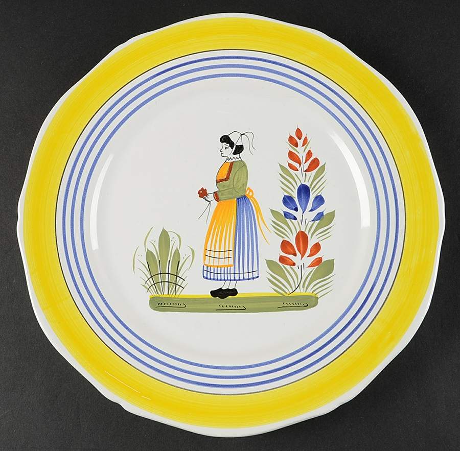 Henriot (Lady Or Man Center) Dinner Plate by Quimper-1