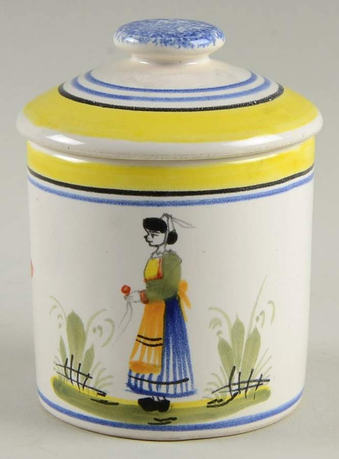 Henriot (Lady Or Man Center) 2" Storage Jar & Lid by Quimper-1