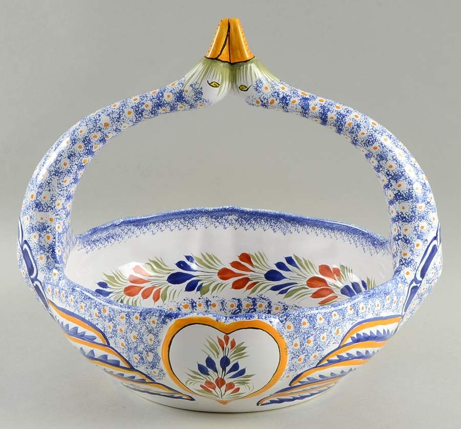 Henriot (Lady Or Man Center) Swan Basket by Quimper-1