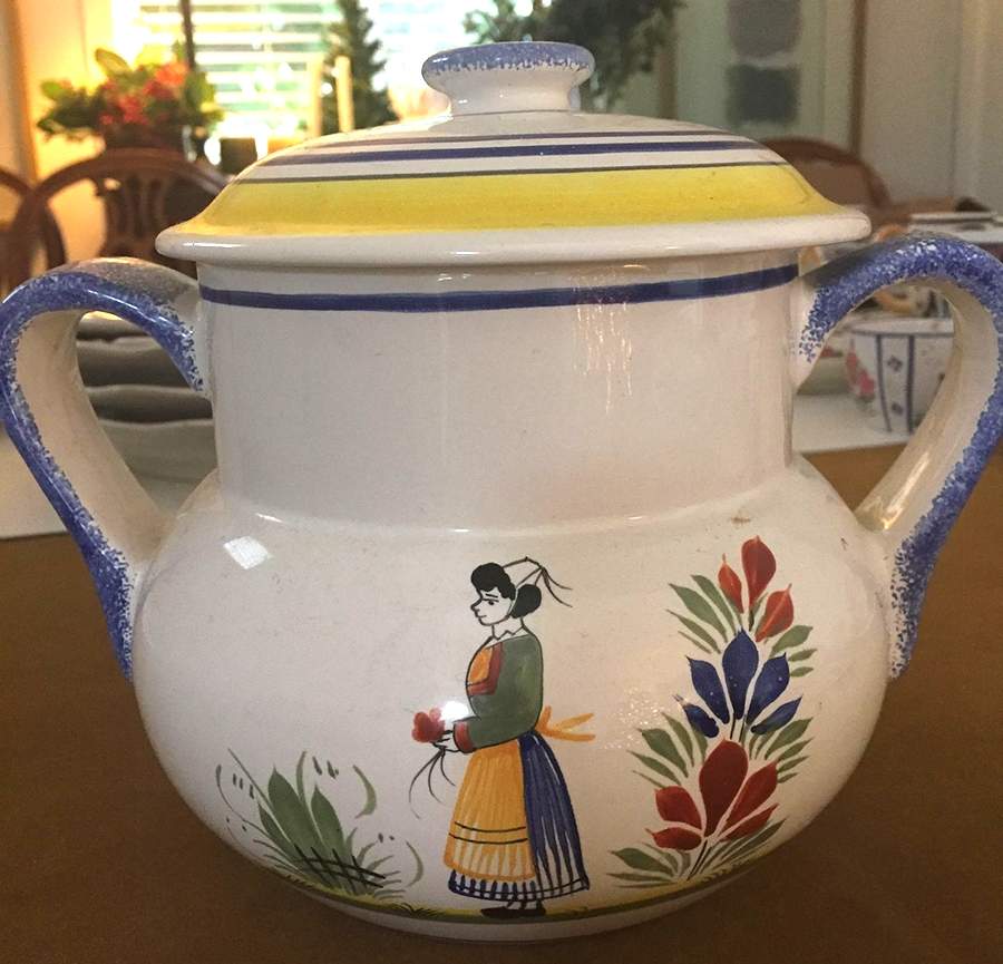 Henriot (Lady Or Man Center) Lid for Cookie Jar by Quimper-1