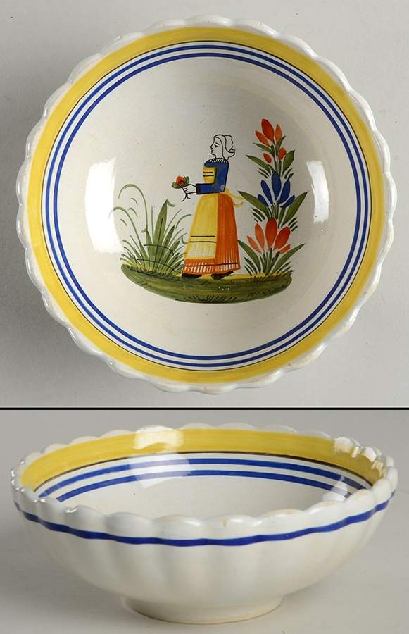 Henriot (Lady Or Man Center) Soup/Cereal Bowl by Quimper-1
