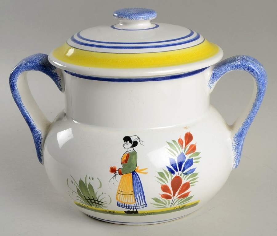 Henriot (Lady Or Man Center) Cookie Jar & Lid by Quimper-1