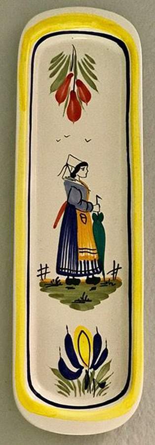 Henriot (Lady Or Man Center) 10" Sandwich Tray by Quimper-1