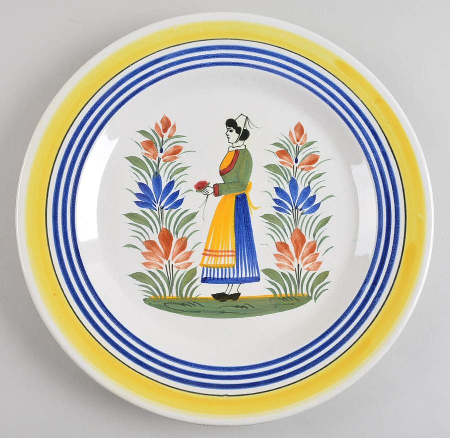 Henriot (Lady Or Man Center) 11" Chop Plate (Round Platter) by Quimper-1