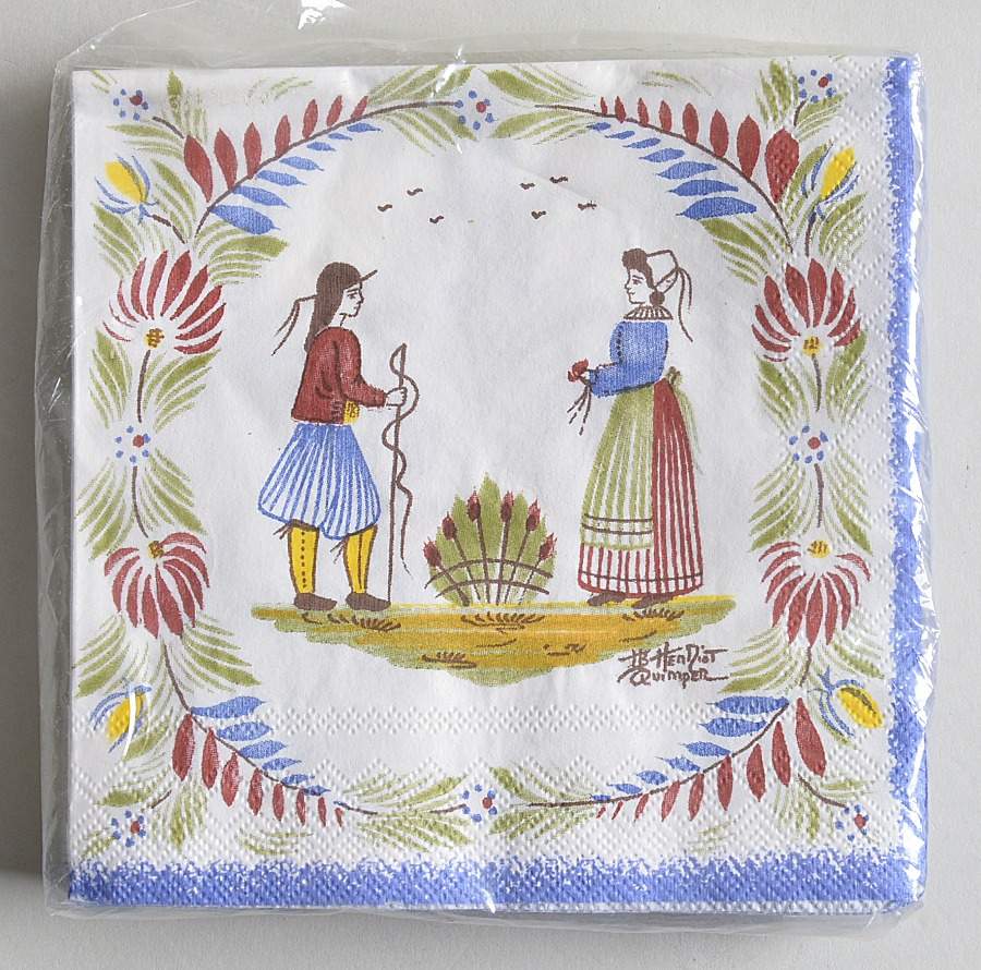 Henriot (Lady Or Man Center) Package of Paper Beverage Napkins by Quimper-1