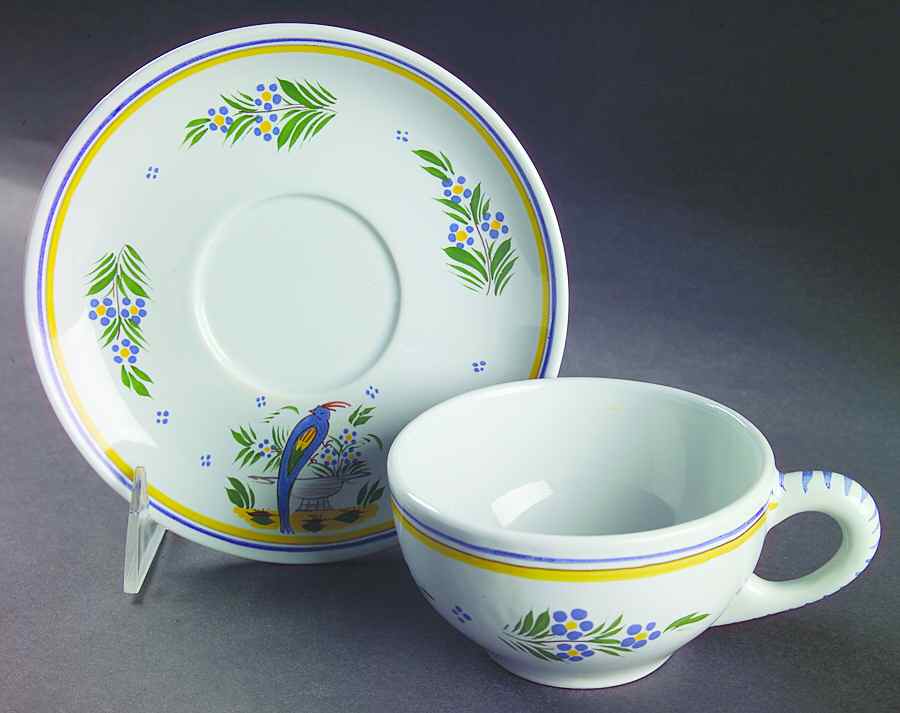 Jardin D'Ete Flat Cup & Saucer Set by Quimper-1