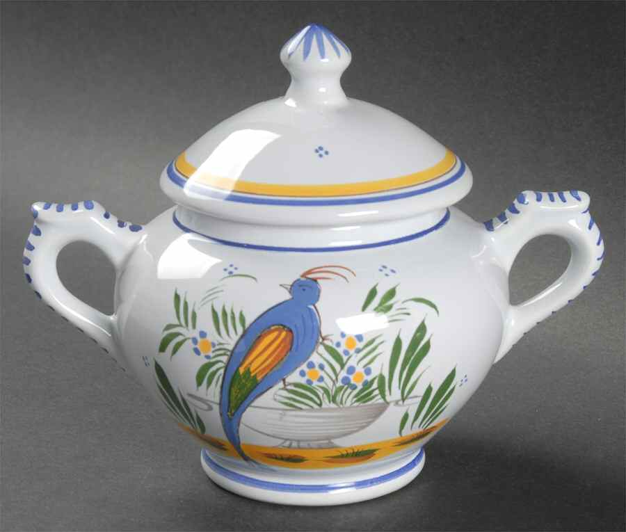 Jardin D'Ete Sugar Bowl & Lid by Quimper-1
