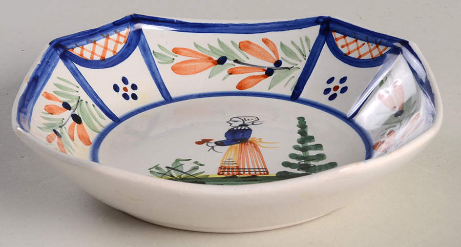 Mistral Blue (Octagonal, Lady Center) Chowder Bowl by Quimper-1