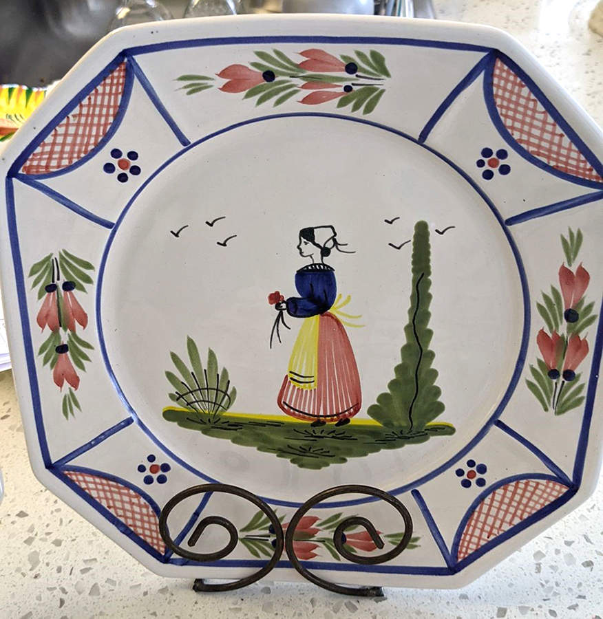 Mistral Blue (Octagonal, Lady Center) Dinner Plate by Quimper-1